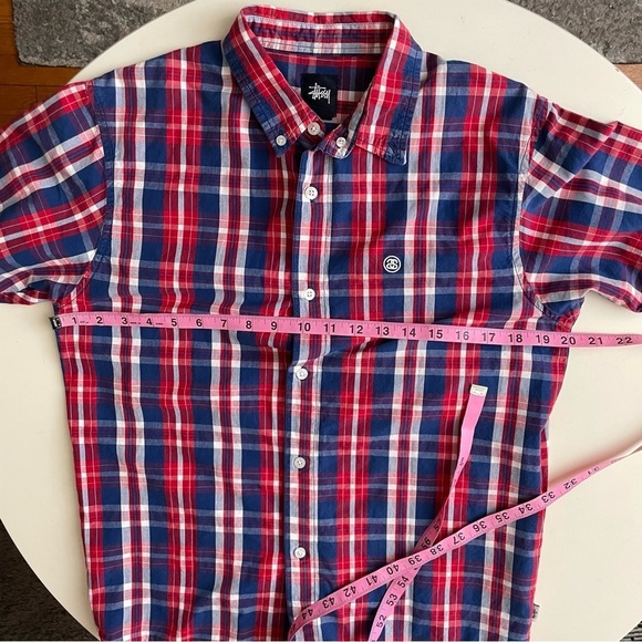 Stussy Men’s Cotton Plaid Short Sleeve Button Down Shirt Size Small - Picture 3 of 8